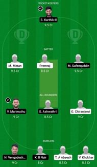 Dream11 Team 1 for Sharks XI vs Bulls XI - Pondicherry T20 2021.